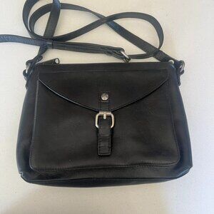 Patricia Nash Black Leather Crossbody Bag With Buckle & Snap Closure